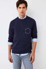 Pedro del Hierro Crew neck logo sweatshirt Blue