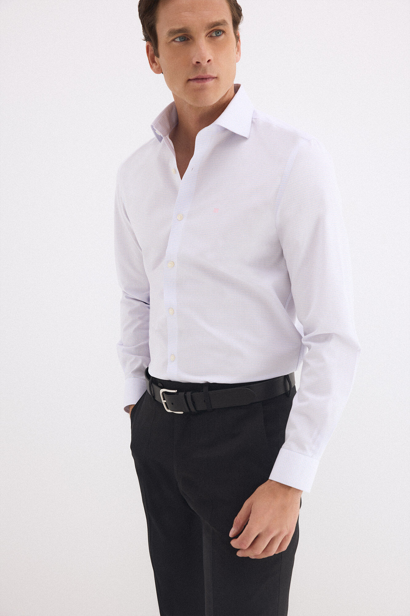 Pedro del Hierro Plaid non-iron stain-resistant dress shirt