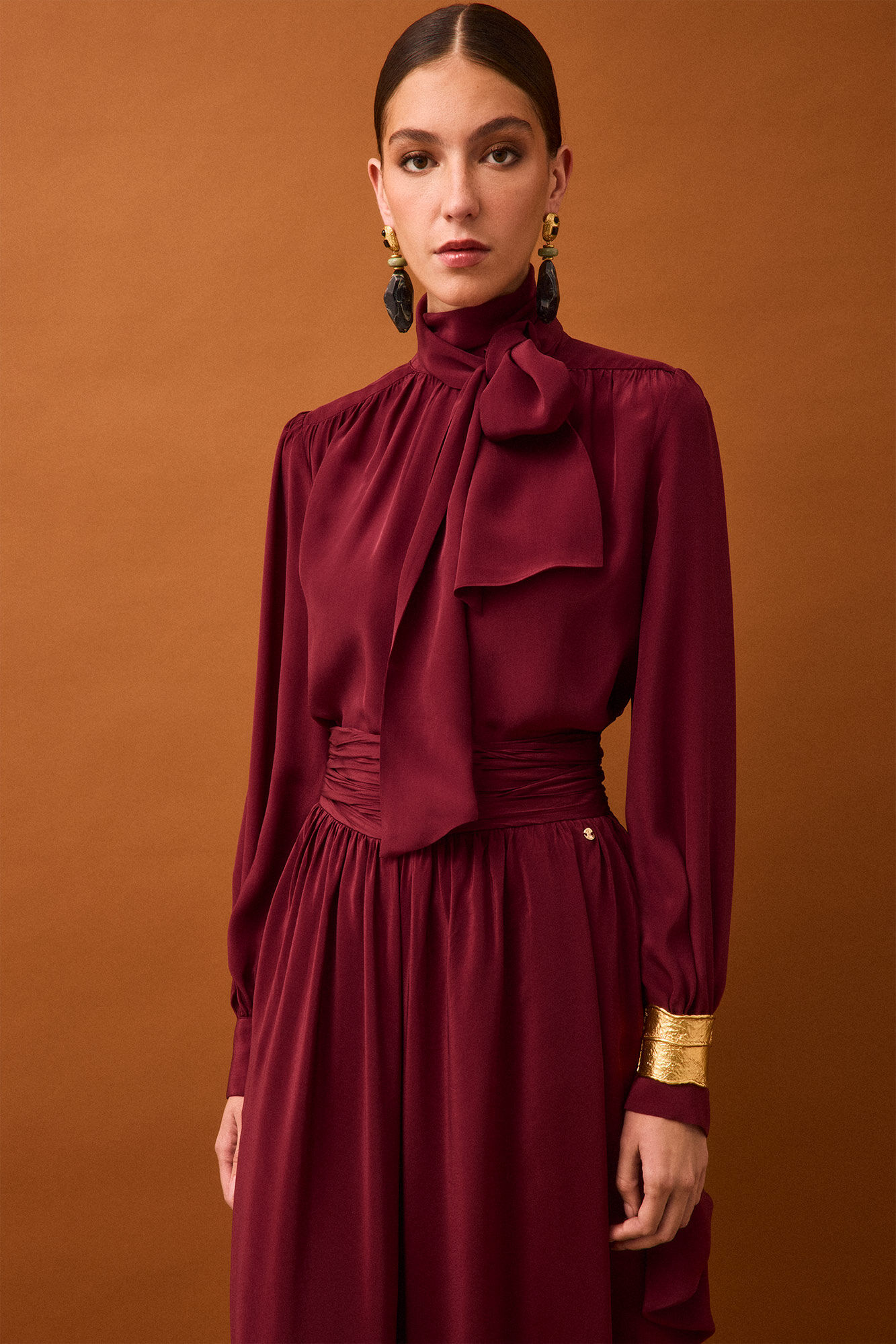 Pedro del Hierro Bow parade blouse Burgundy