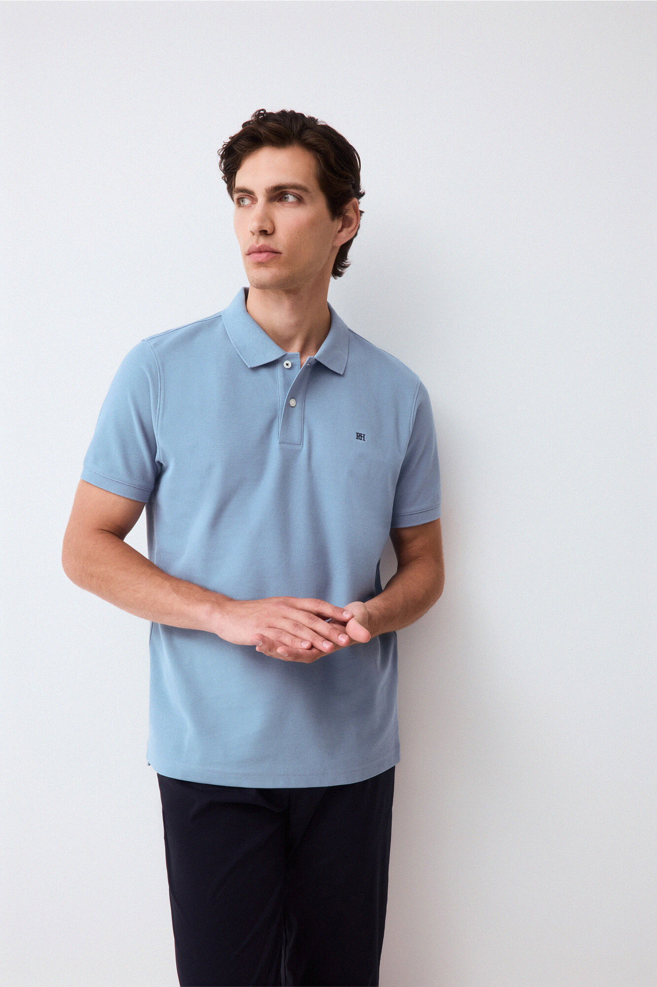 Pedro del Hierro Piqu&eacute; basic polo shirt Blue
