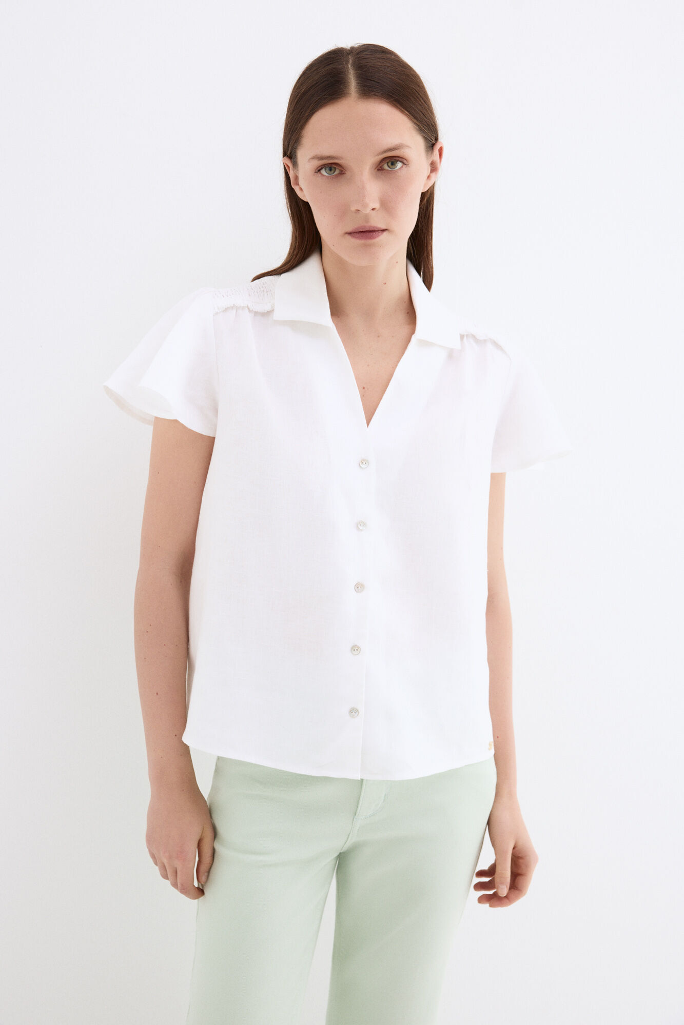 Pedro del Hierro Linen short sleeve blouse