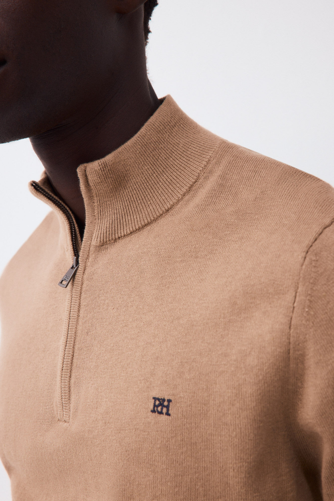 Pedro del Hierro Camisola de malha premium em algod&atilde;o, seda e caxemira Beige
