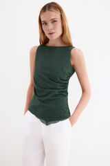 Pedro del Hierro Asymmetric hem lace T-shirt Green
