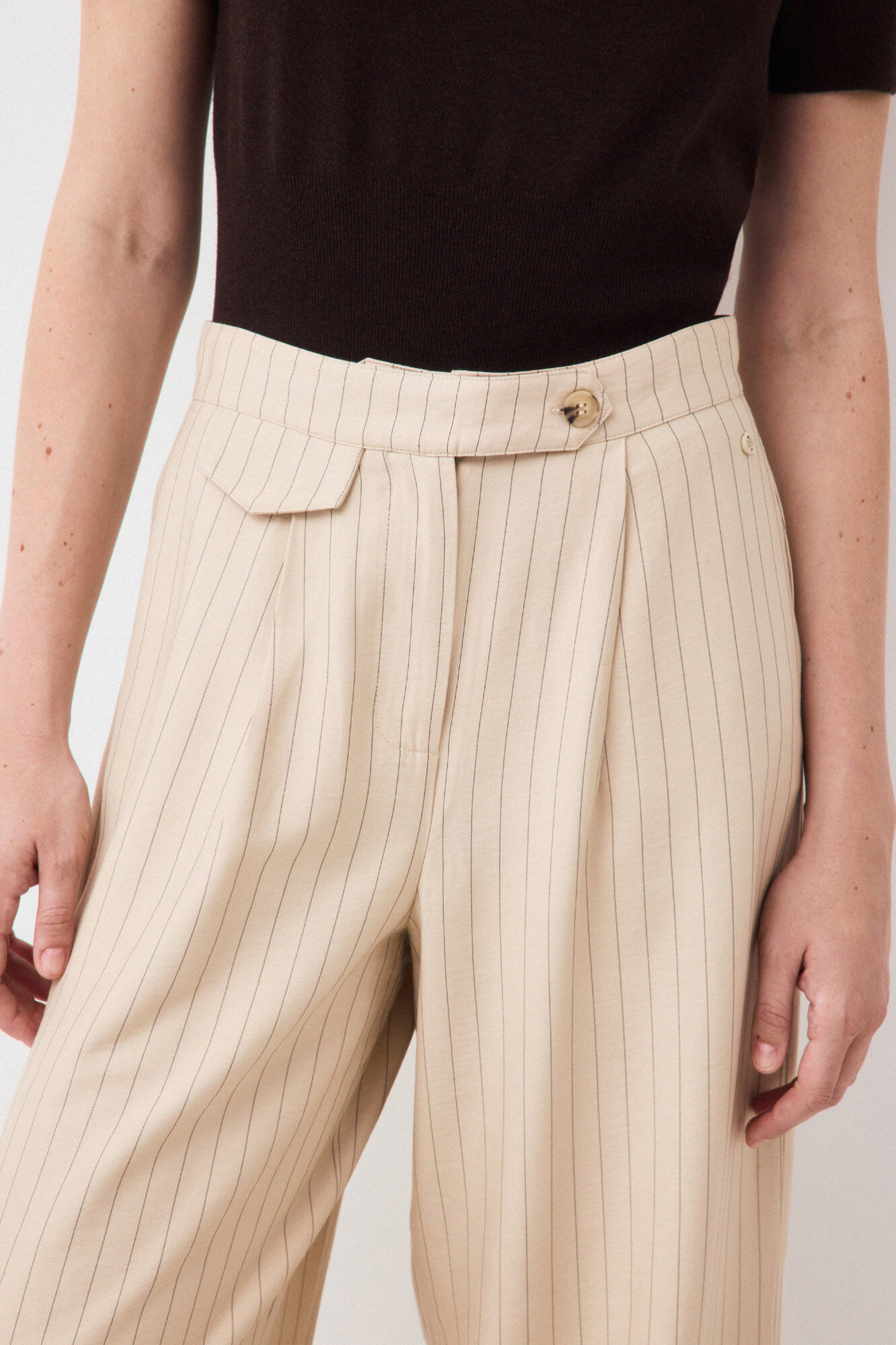 Pedro del Hierro Cal&ccedil;a reta riscas Ecru