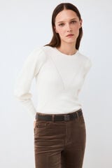 Pedro del Hierro Puffed sleeve ribbed jumper Ecru