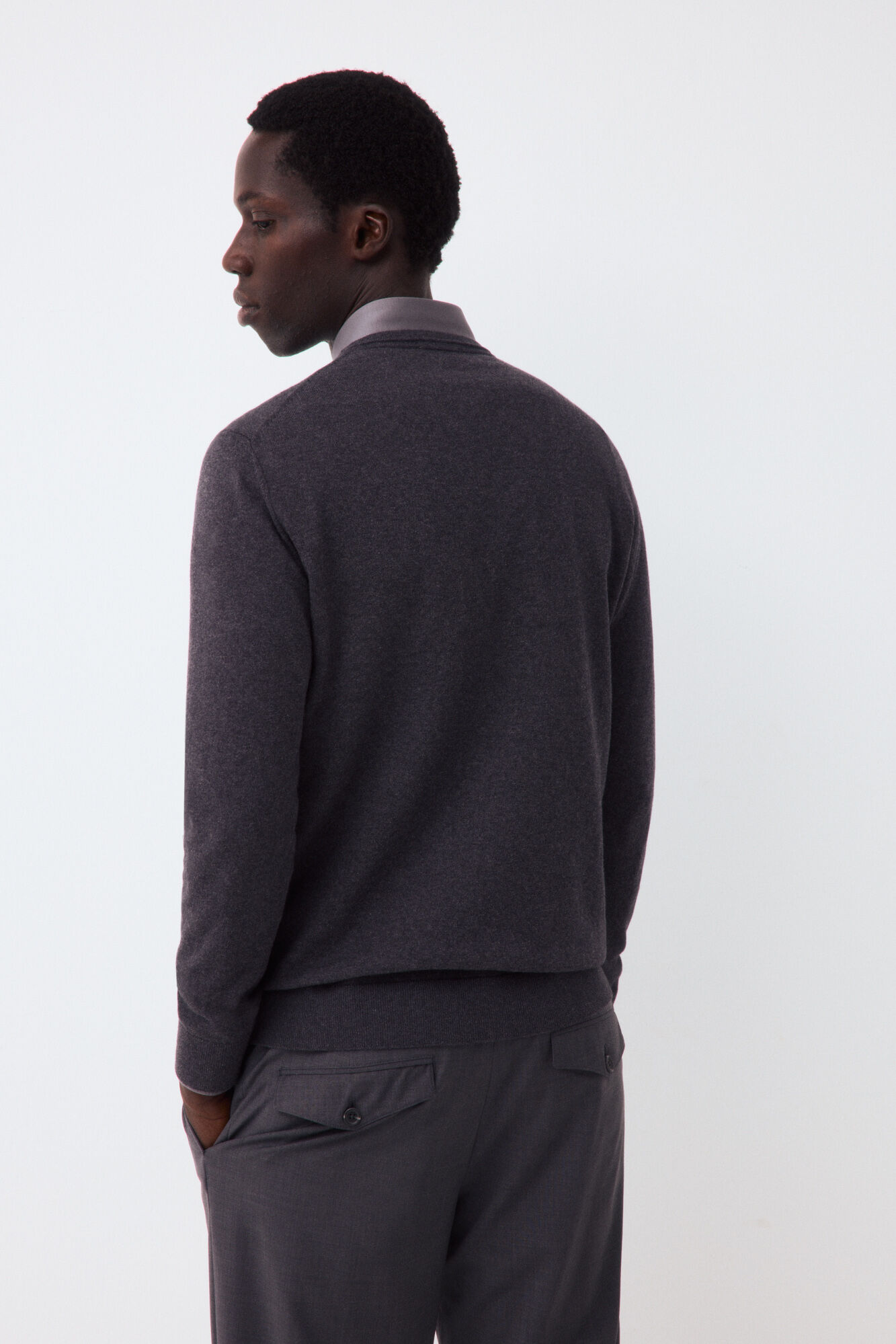 Pedro del Hierro Camisola de malha premium em algod&atilde;o, seda e caxemira Cizento