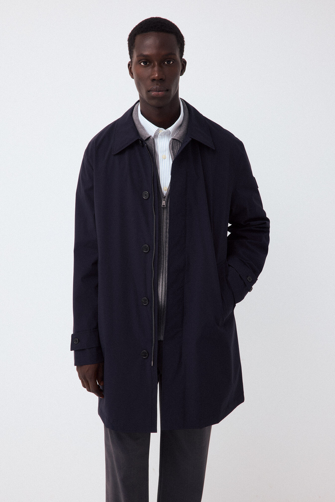 Pedro del Hierro Gabardina t&eacute;cnica Azul