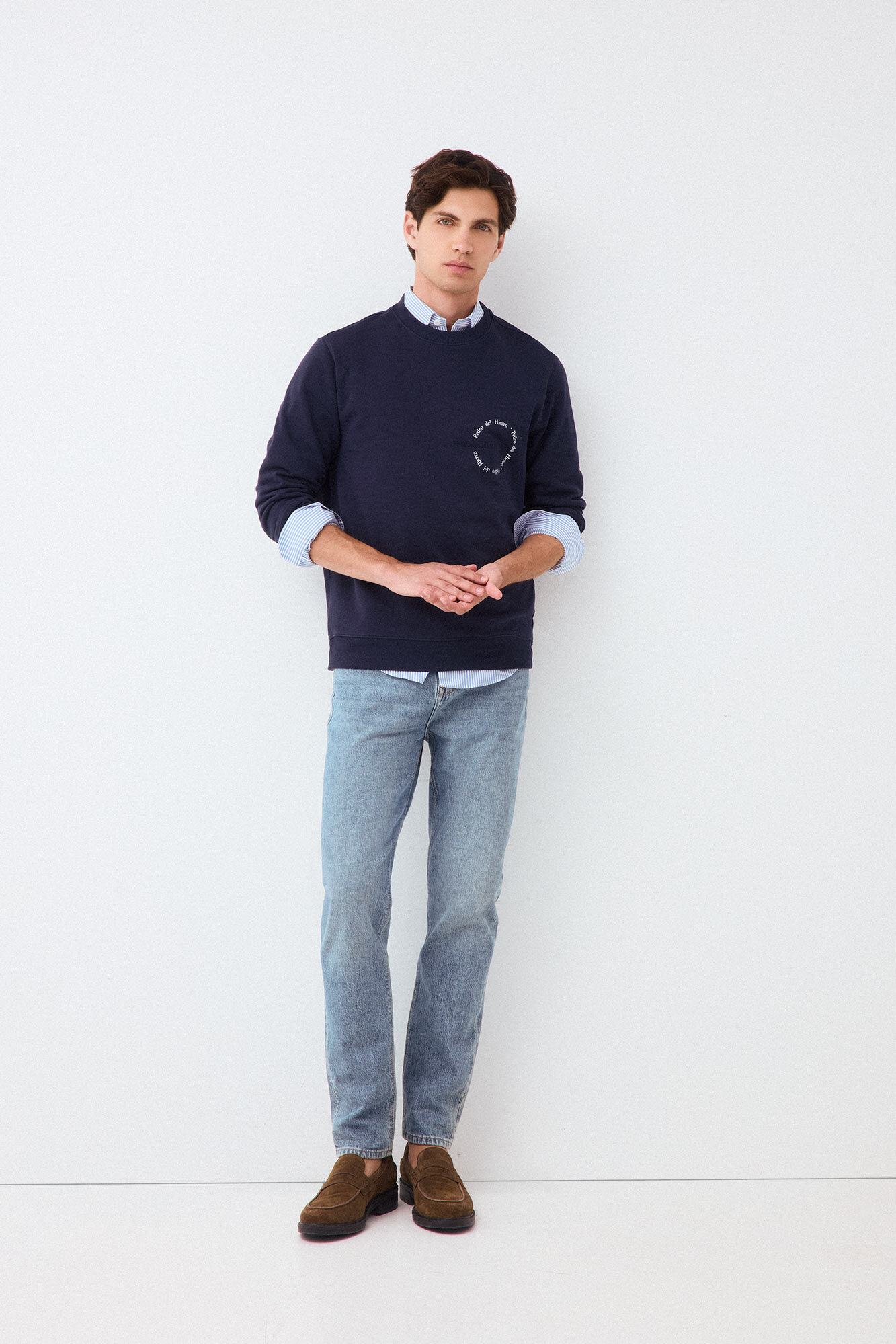 Pedro del Hierro Crew neck logo sweatshirt Blue