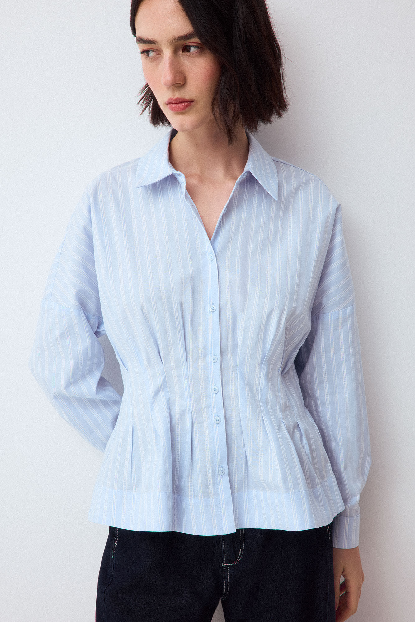 Pedro del Hierro Striped pintuck shirt