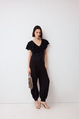 Pedro del Hierro Ruffle T-shirt Black