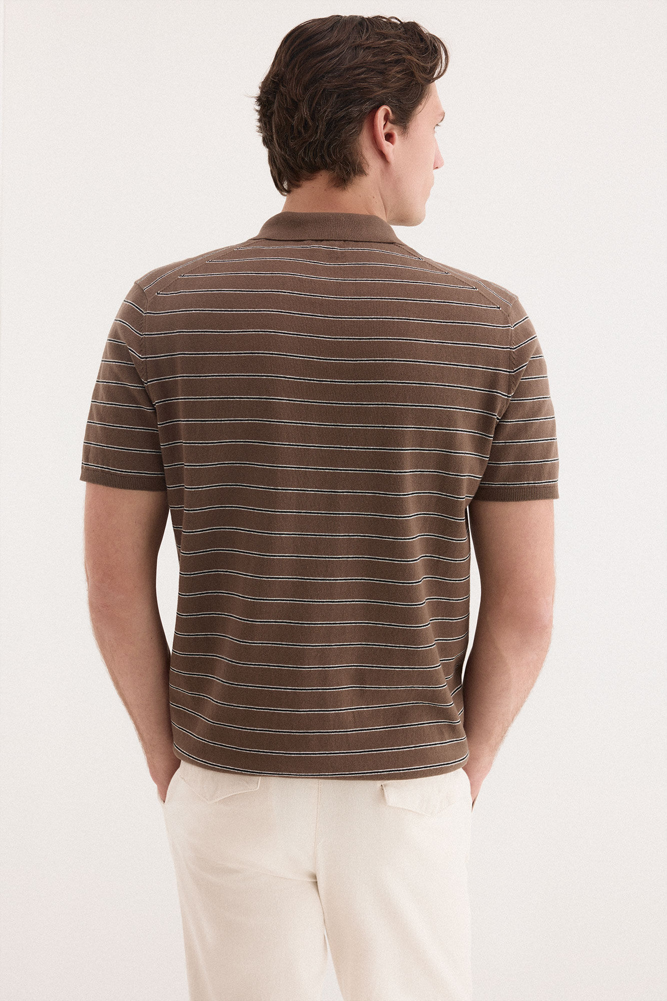 Pedro del Hierro Premium structured short sleeve polo shirt Brown