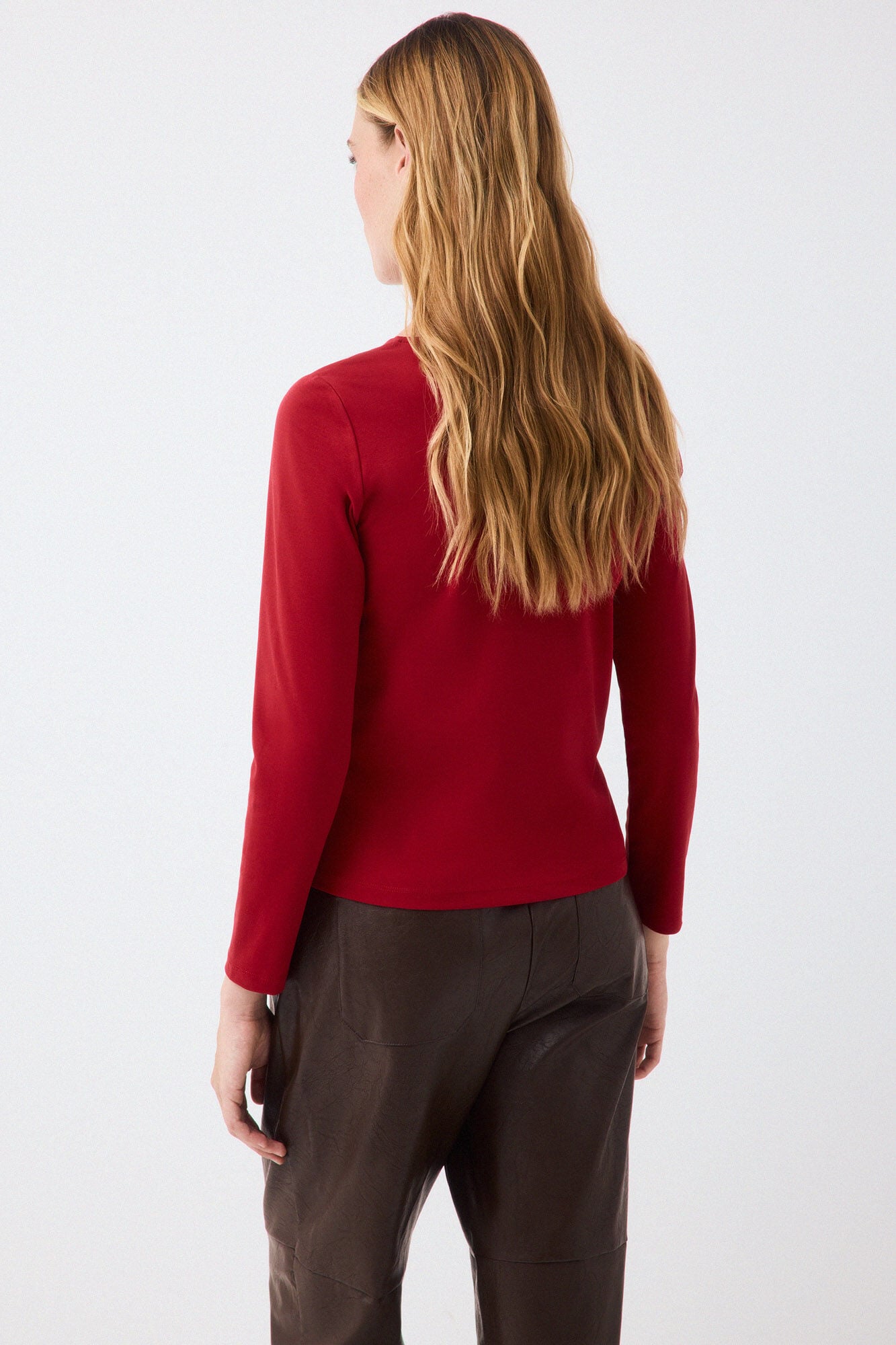 Pedro del Hierro T-shirt decote assim&eacute;trico cruzado Vermelho