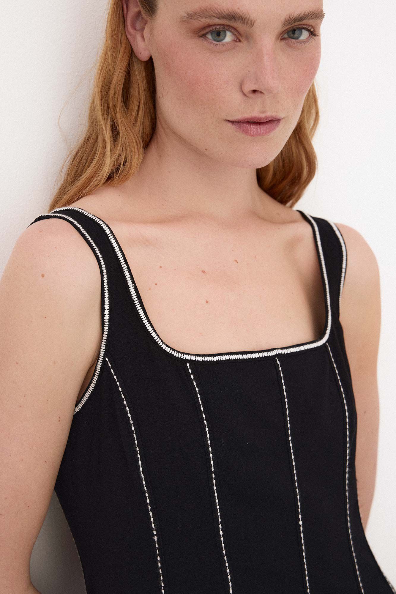 Pedro del Hierro Contrast midi dress Black