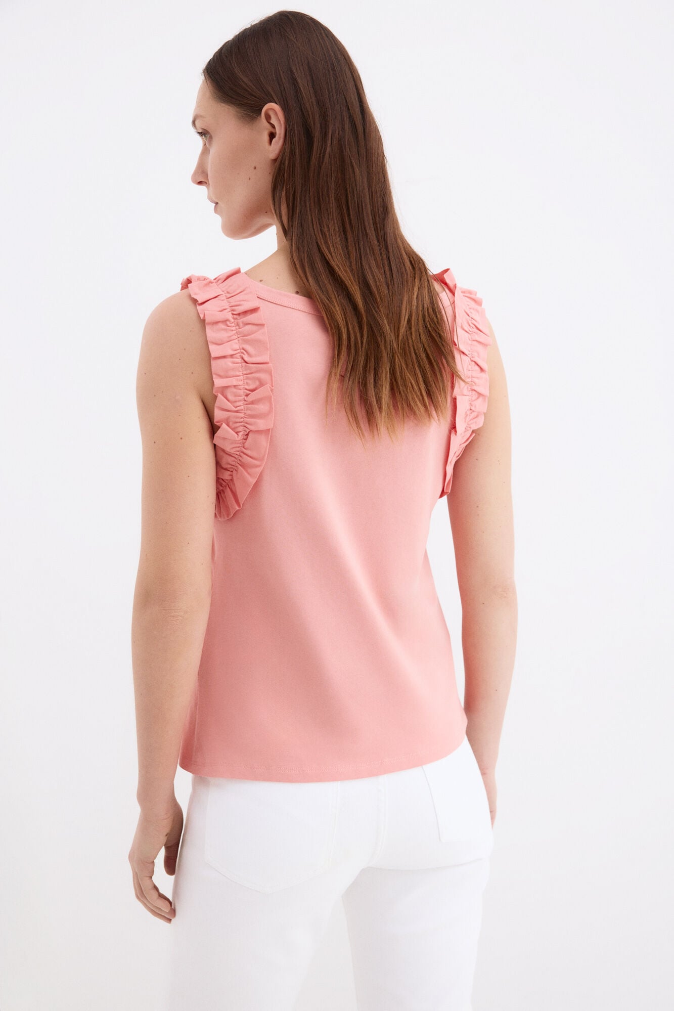 Pedro del Hierro Vest top with ruffles Coral