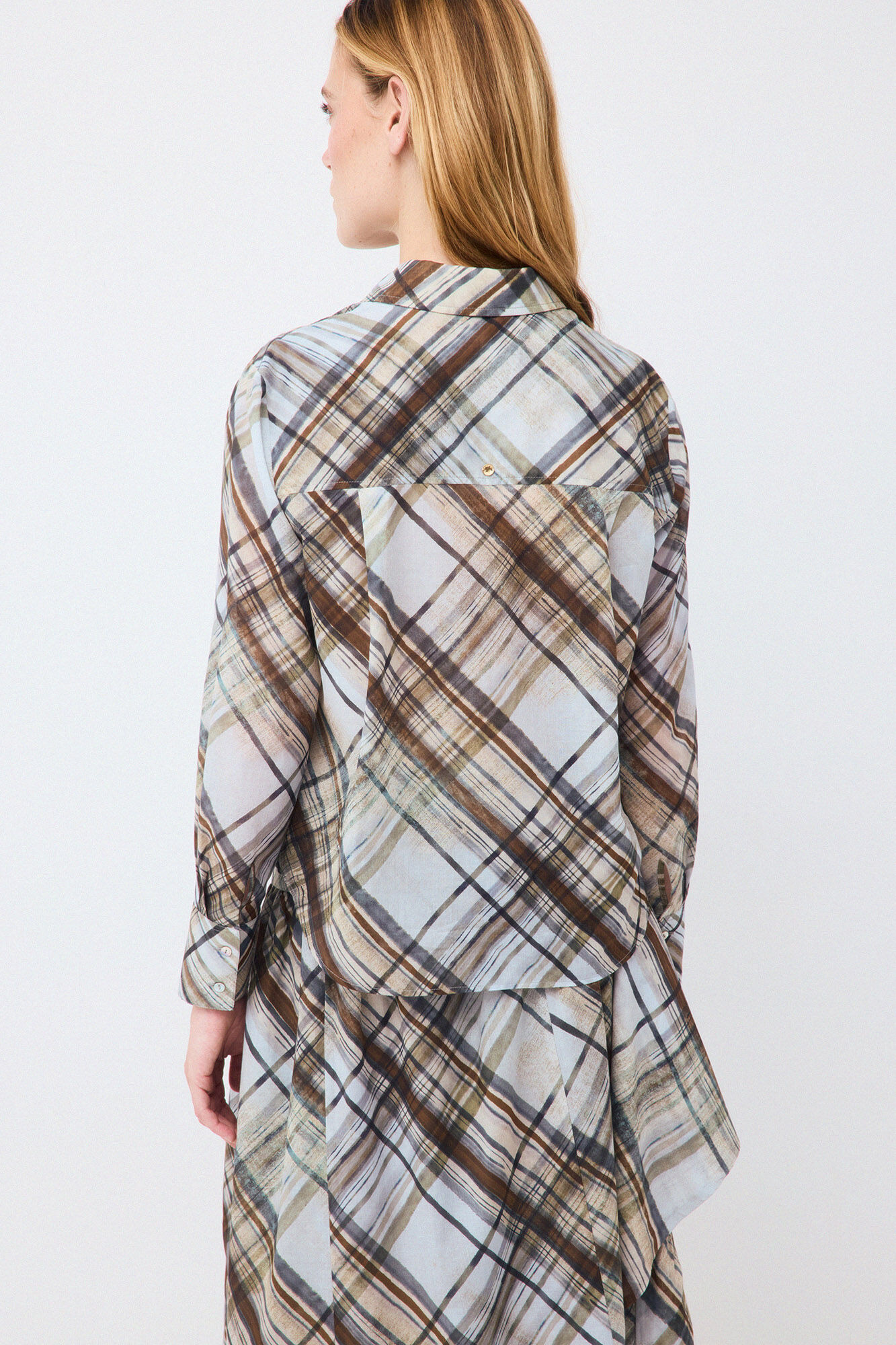 Pedro del Hierro Printed plaid shirt Blue