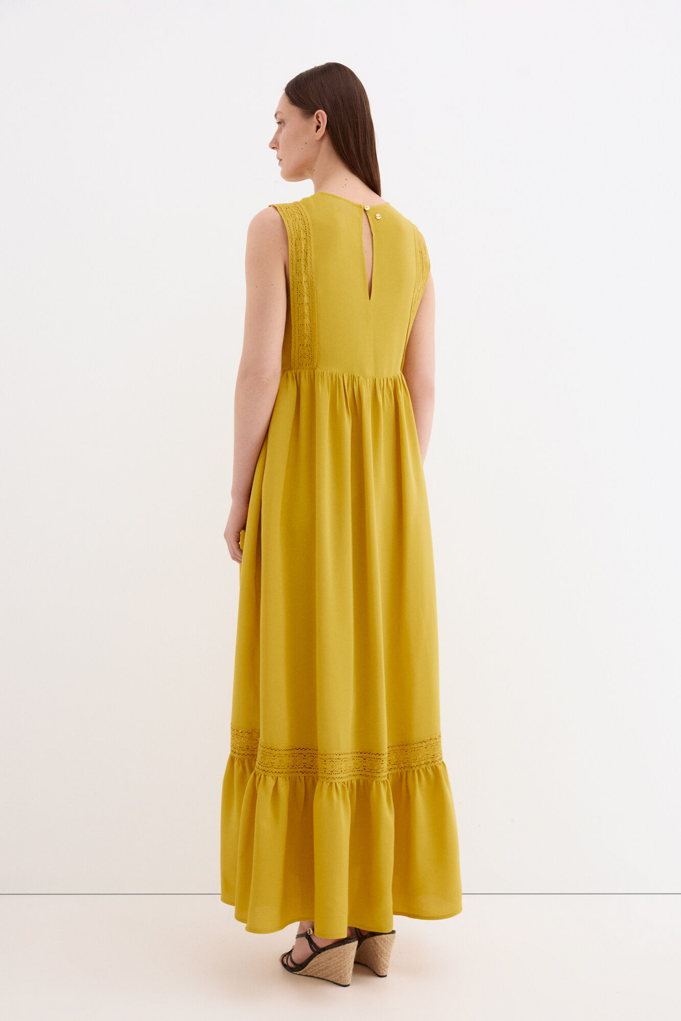 Pedro del Hierro Embroidered romantic dress Yellow