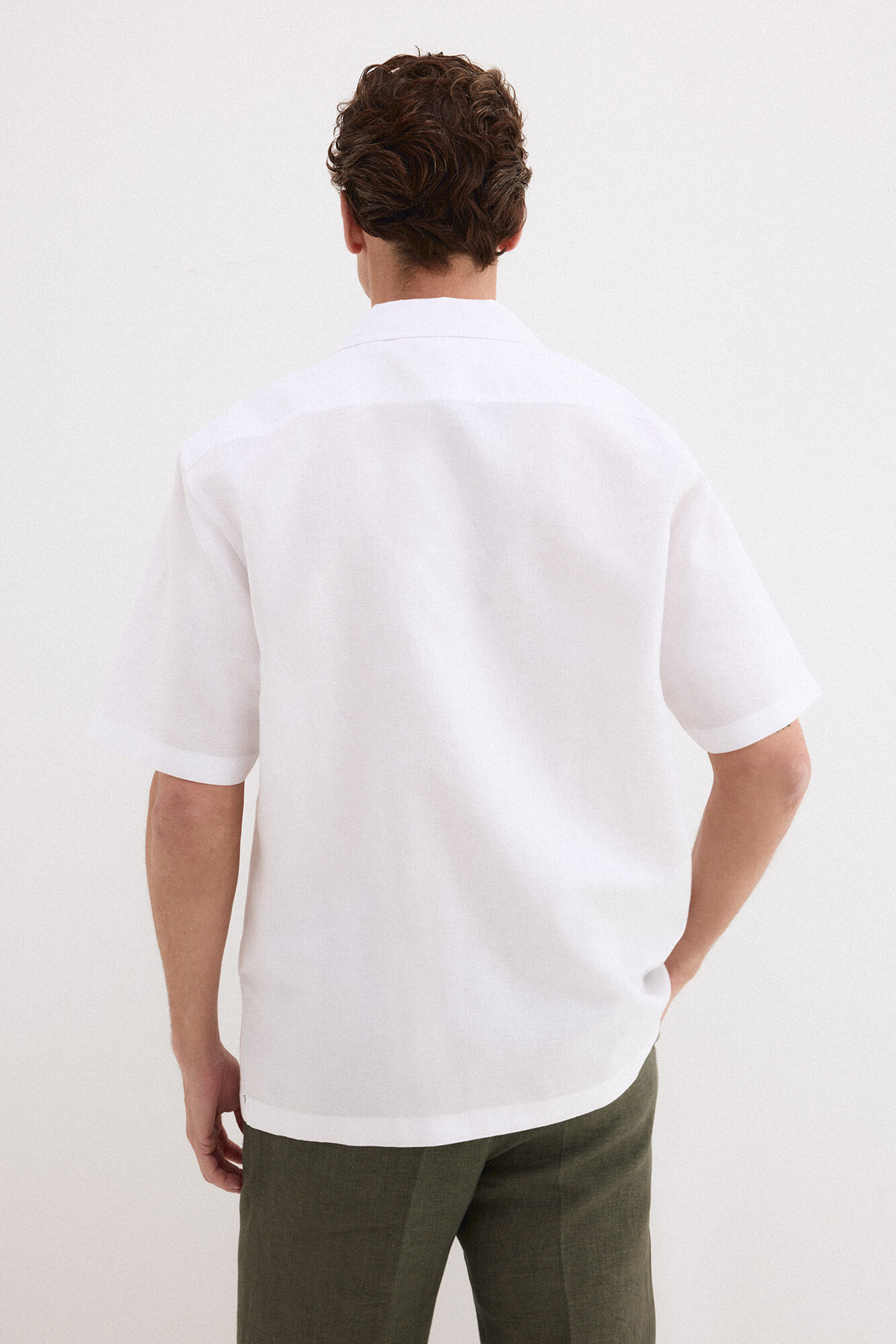Pedro del Hierro Linen cotton short sleeve shirt Ecru