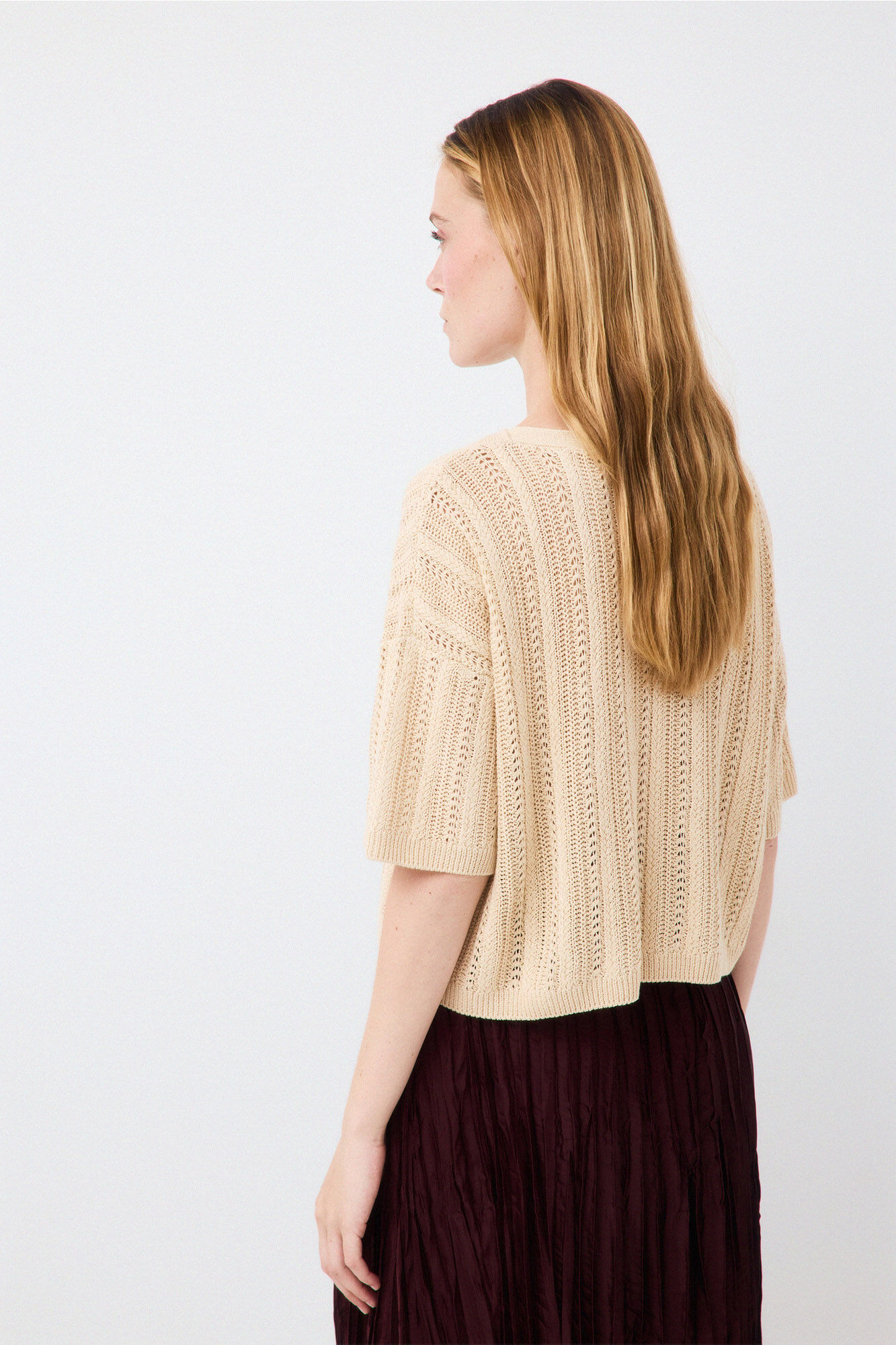 Pedro del Hierro Camisola com estrutura de mini oitos vazados Ecru