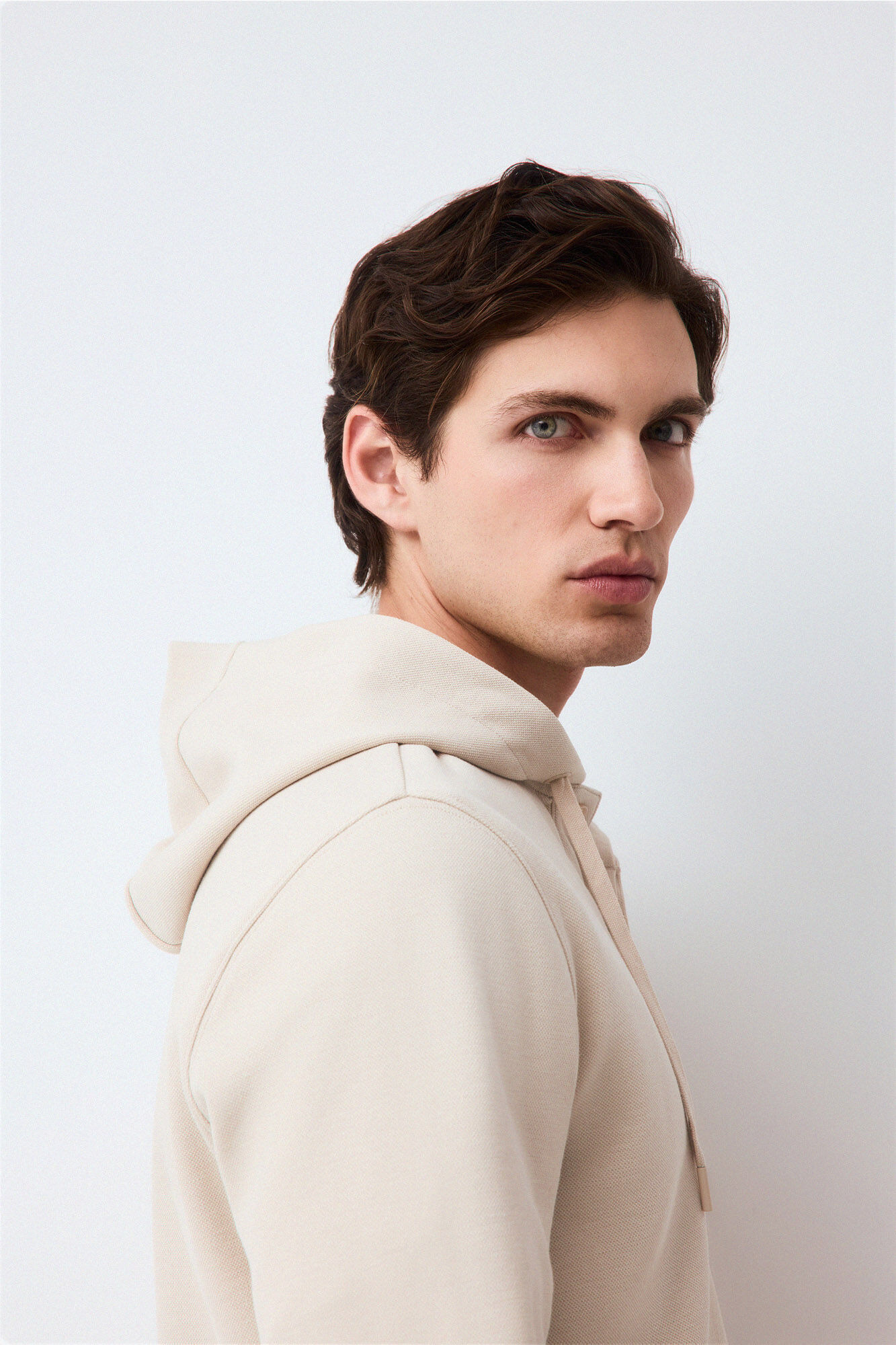 Pedro del Hierro Hooded logo sweatshirt Beige