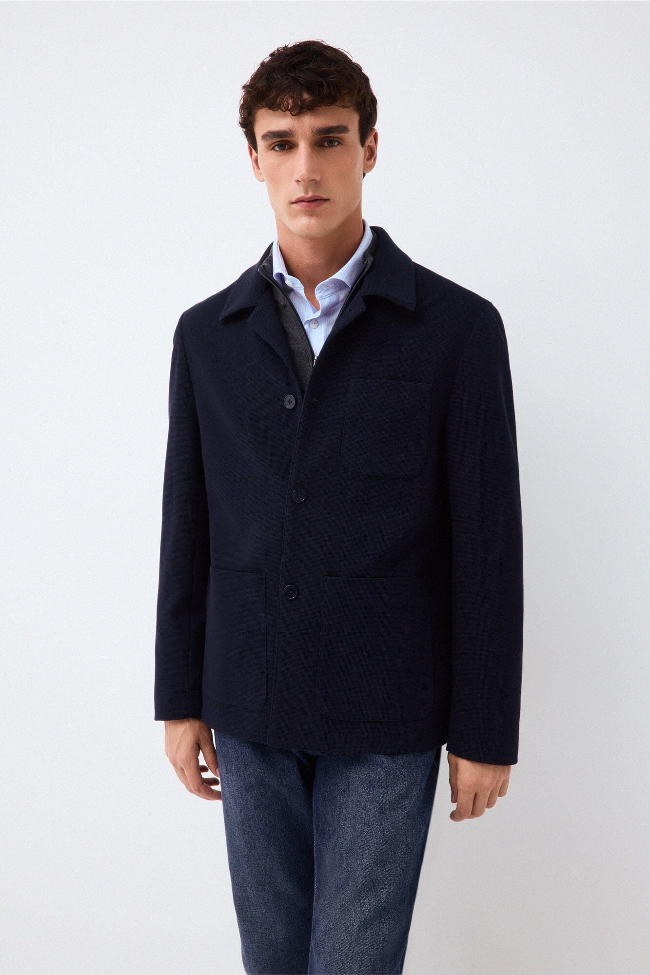 Pedro del Hierro Sobrecamisa de malha Azul