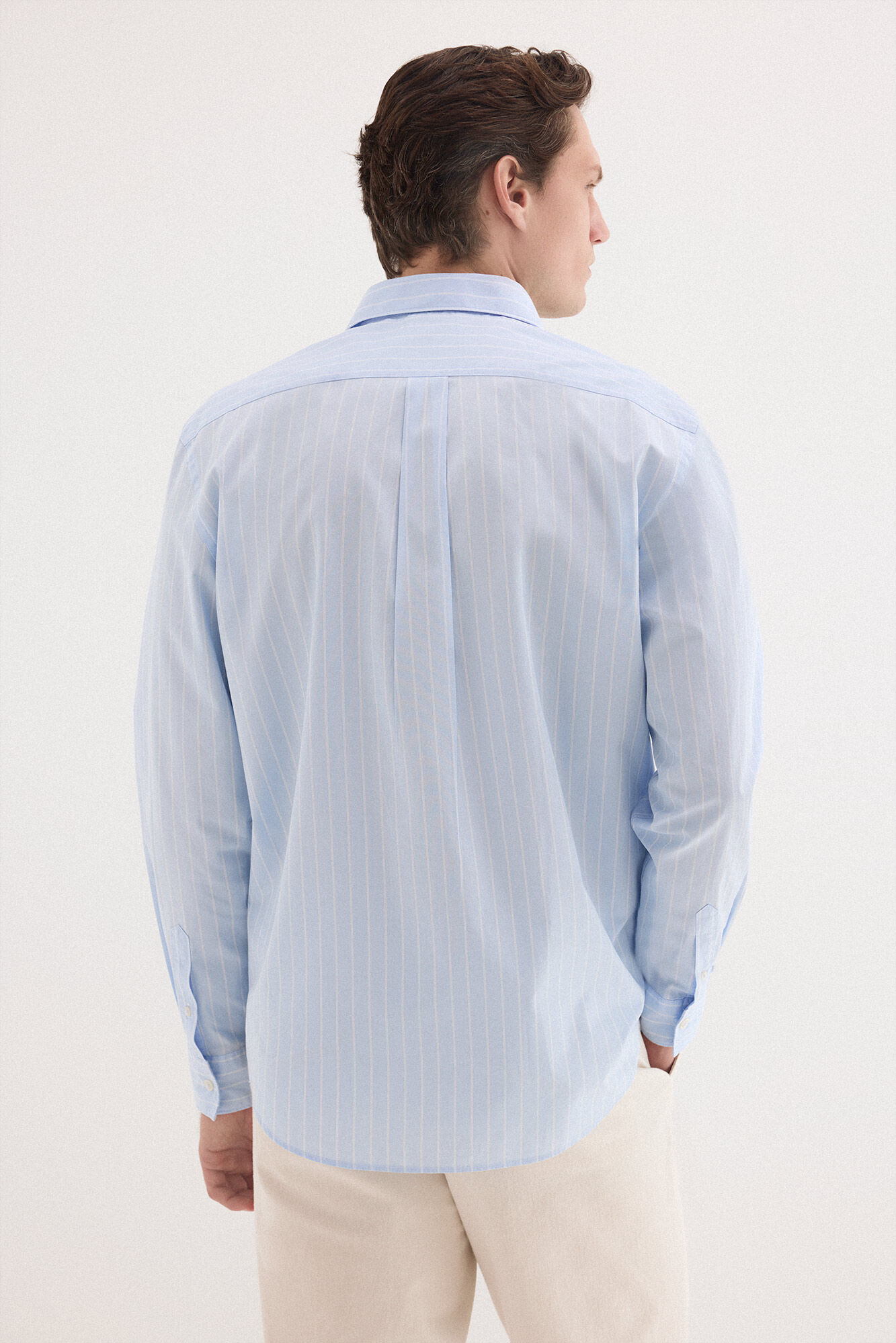 Pedro del Hierro Camisa &agrave;s riscas em popelina Azul