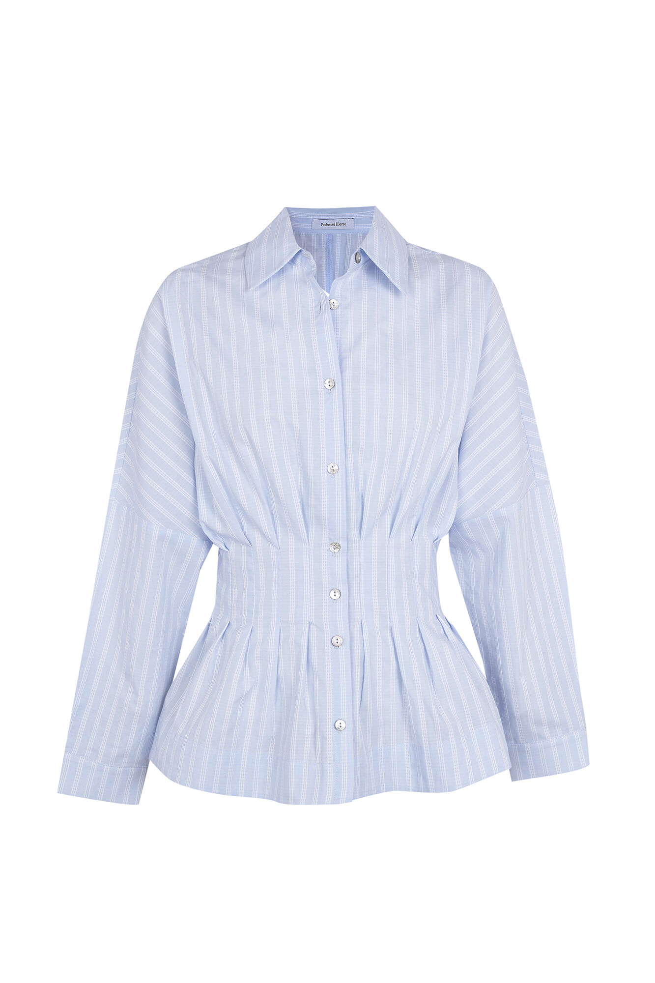 Pedro del Hierro Striped pintuck shirt Blue