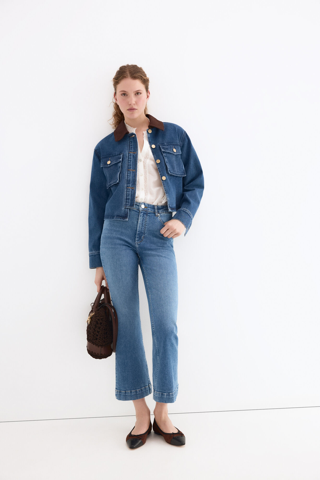 Pedro del Hierro Push-up flare cropped jeans Blue