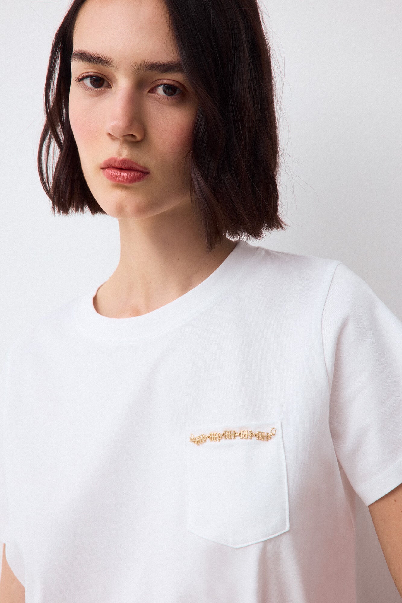 Pedro del Hierro T-shirt de manga curta com bolso e detalhe de correntes