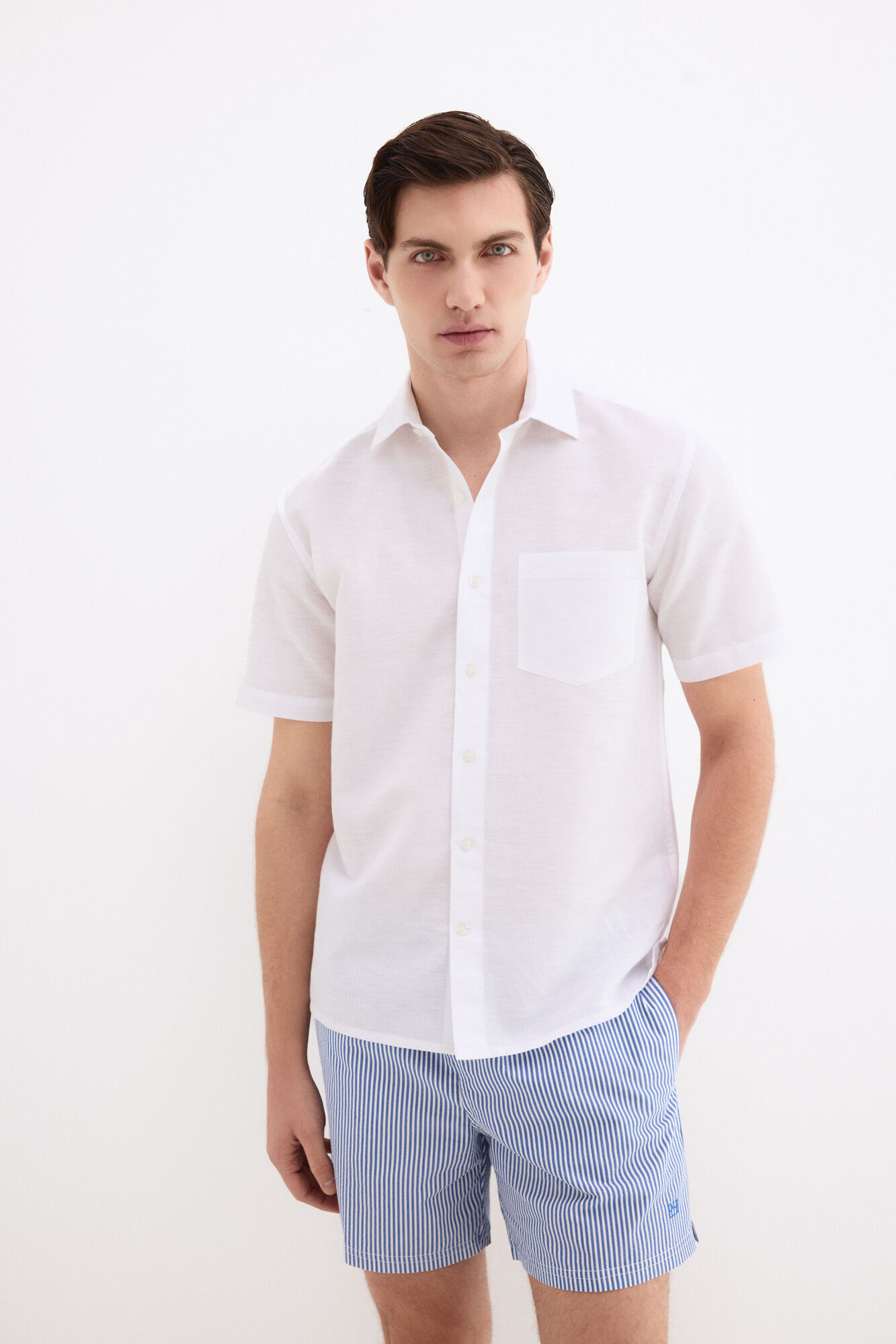 Pedro del Hierro Structured fabric swimwear Blue