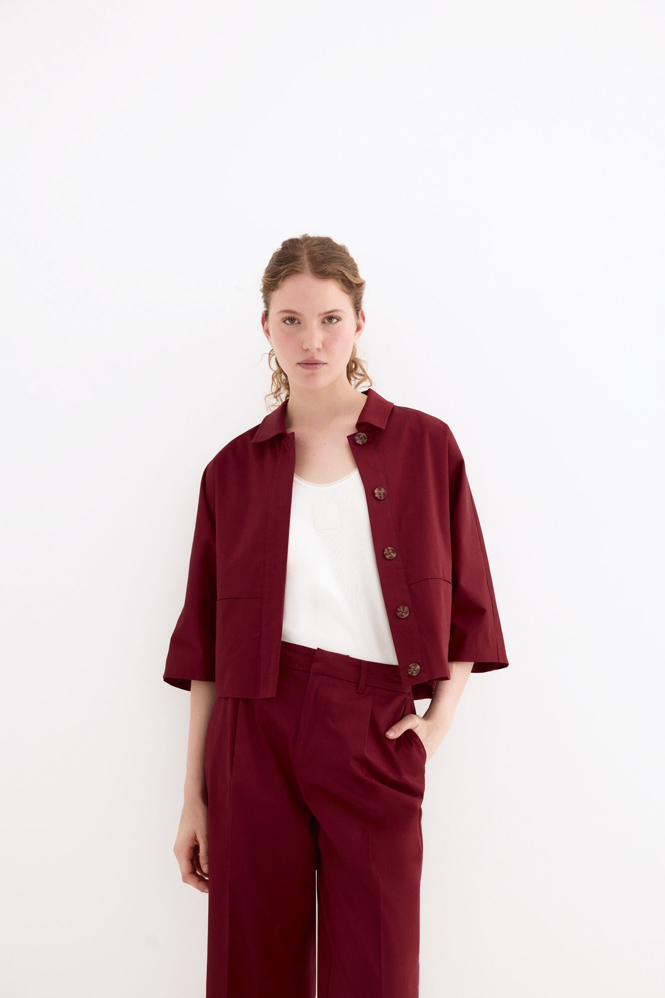 Pedro del Hierro Poplin jacket Burgundy