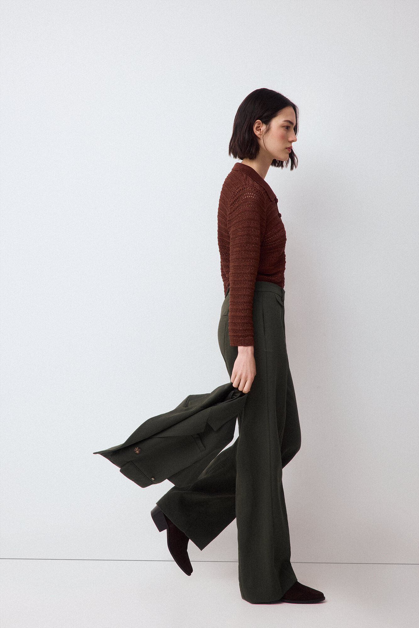 Pedro del Hierro Lurex openwork polo neck jumper