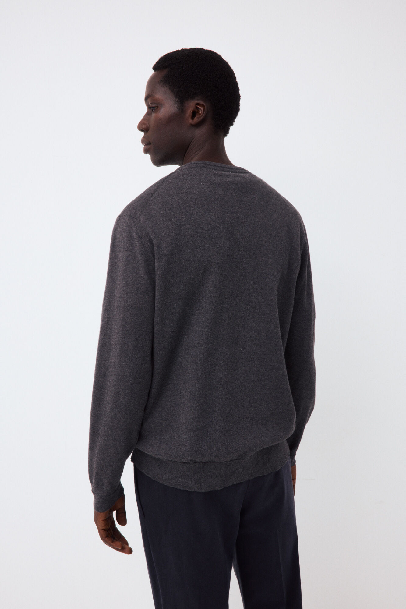 Pedro del Hierro Premium cotton fine knit V-neck jumper Grey