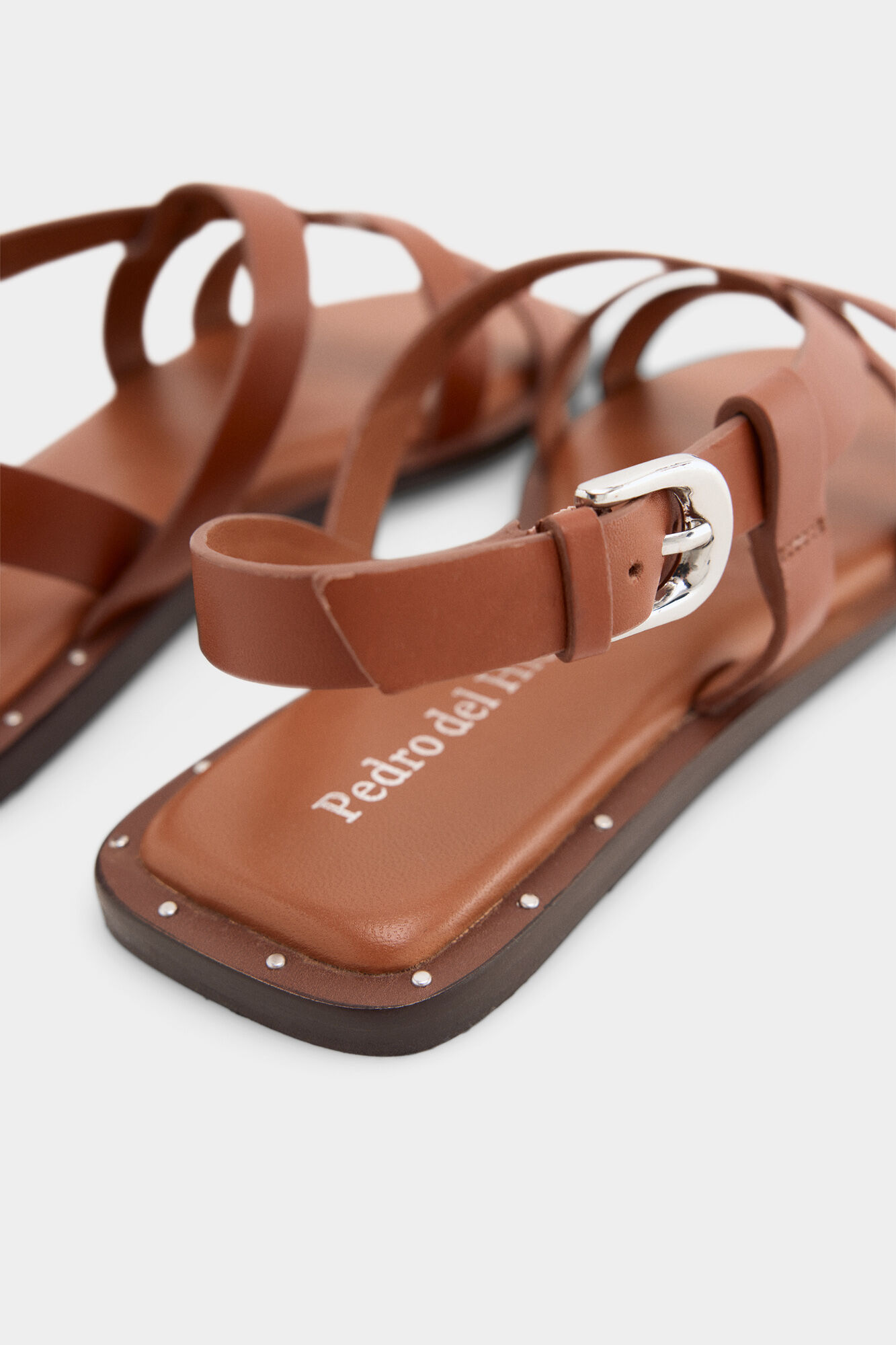 Pedro del Hierro Leather strap sandal Brown