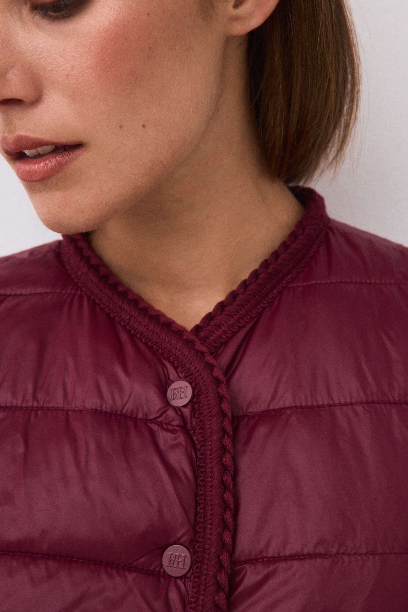 Pedro del Hierro Plain puffer gilet Burgundy