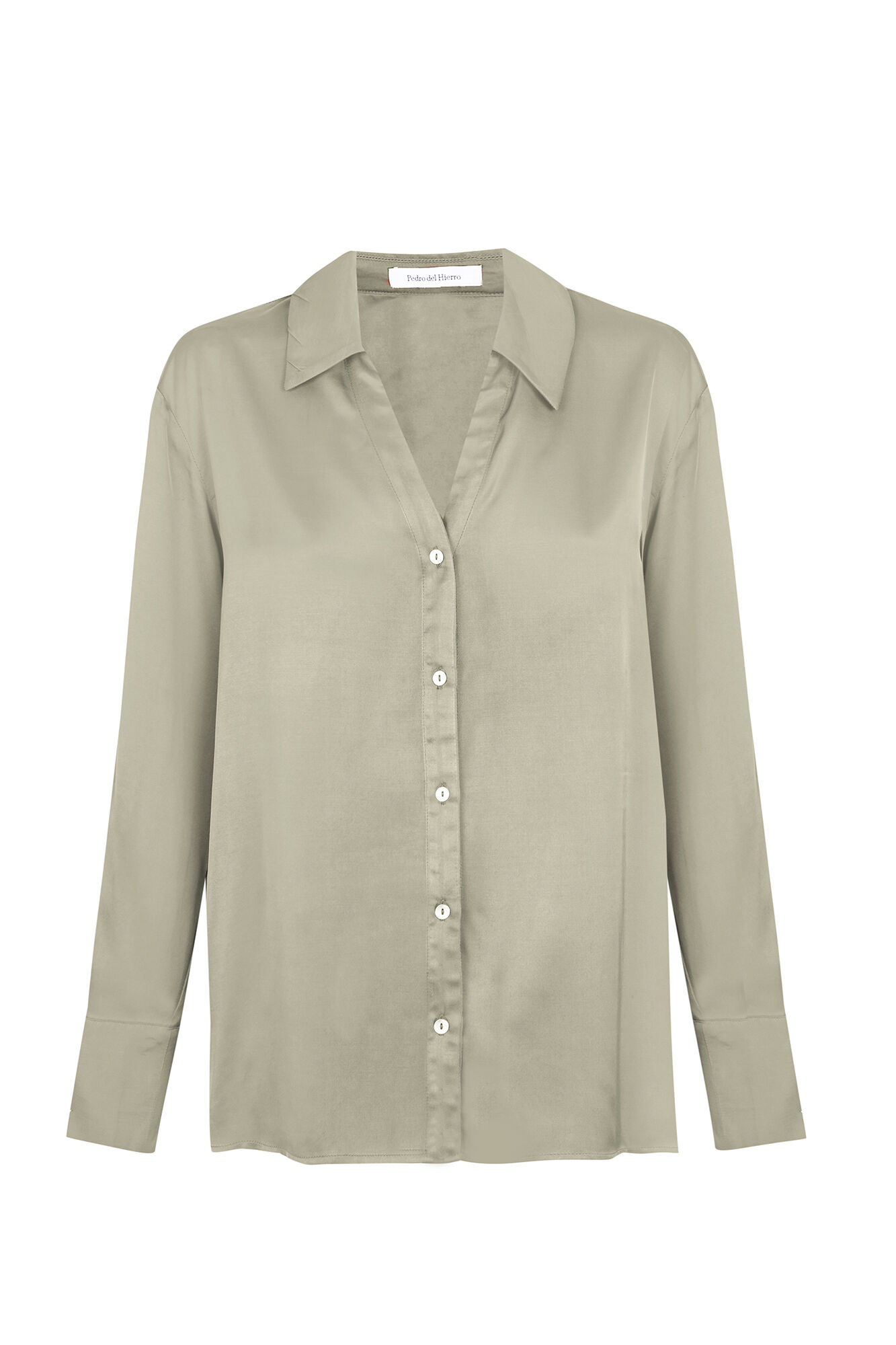 Pedro del Hierro Satin-finish basic shirt Green
