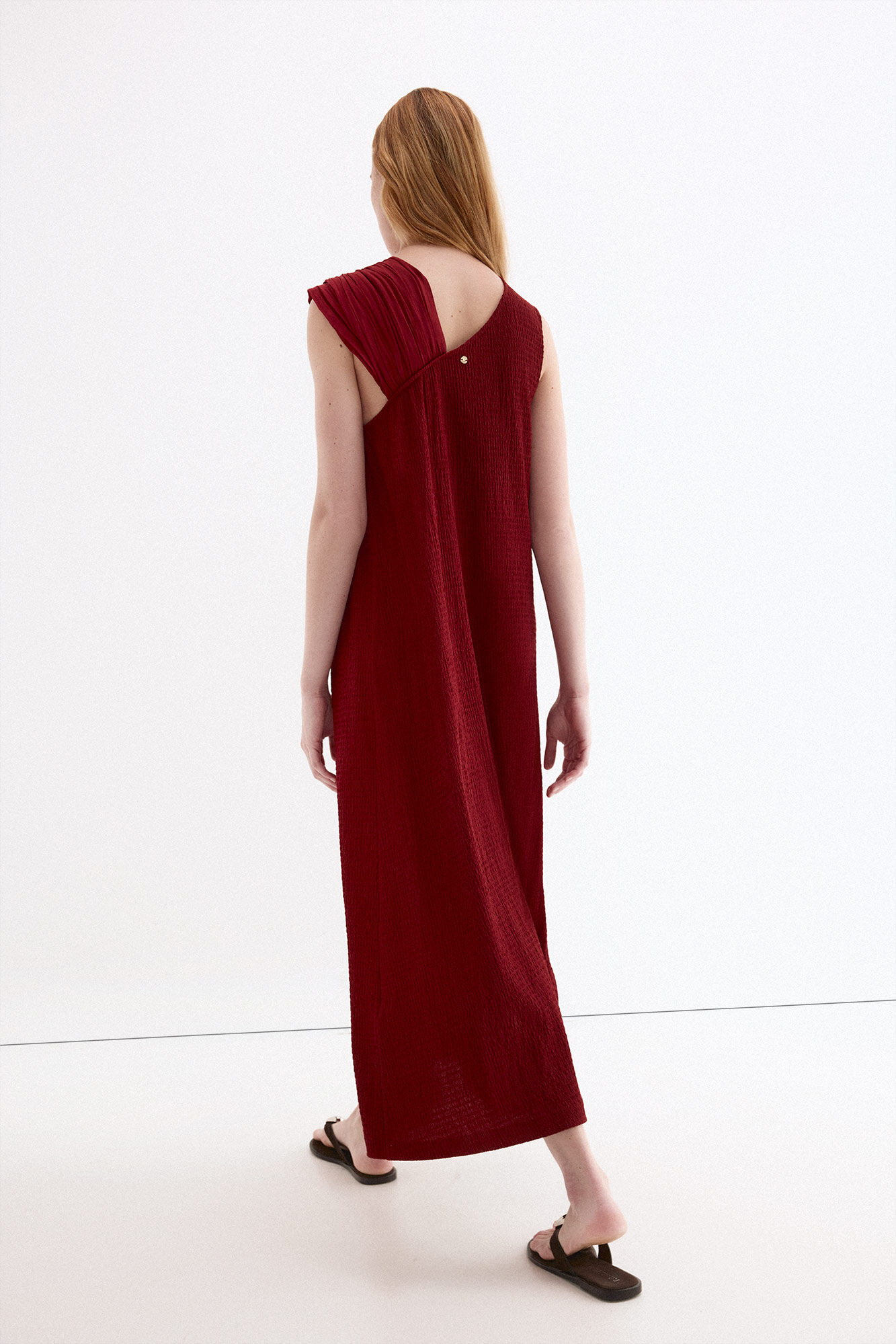 Pedro del Hierro Vestido largo escote asim&eacute;trico Rojo