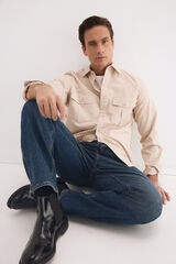 Pedro del Hierro Twill plain pocket shirt Beige