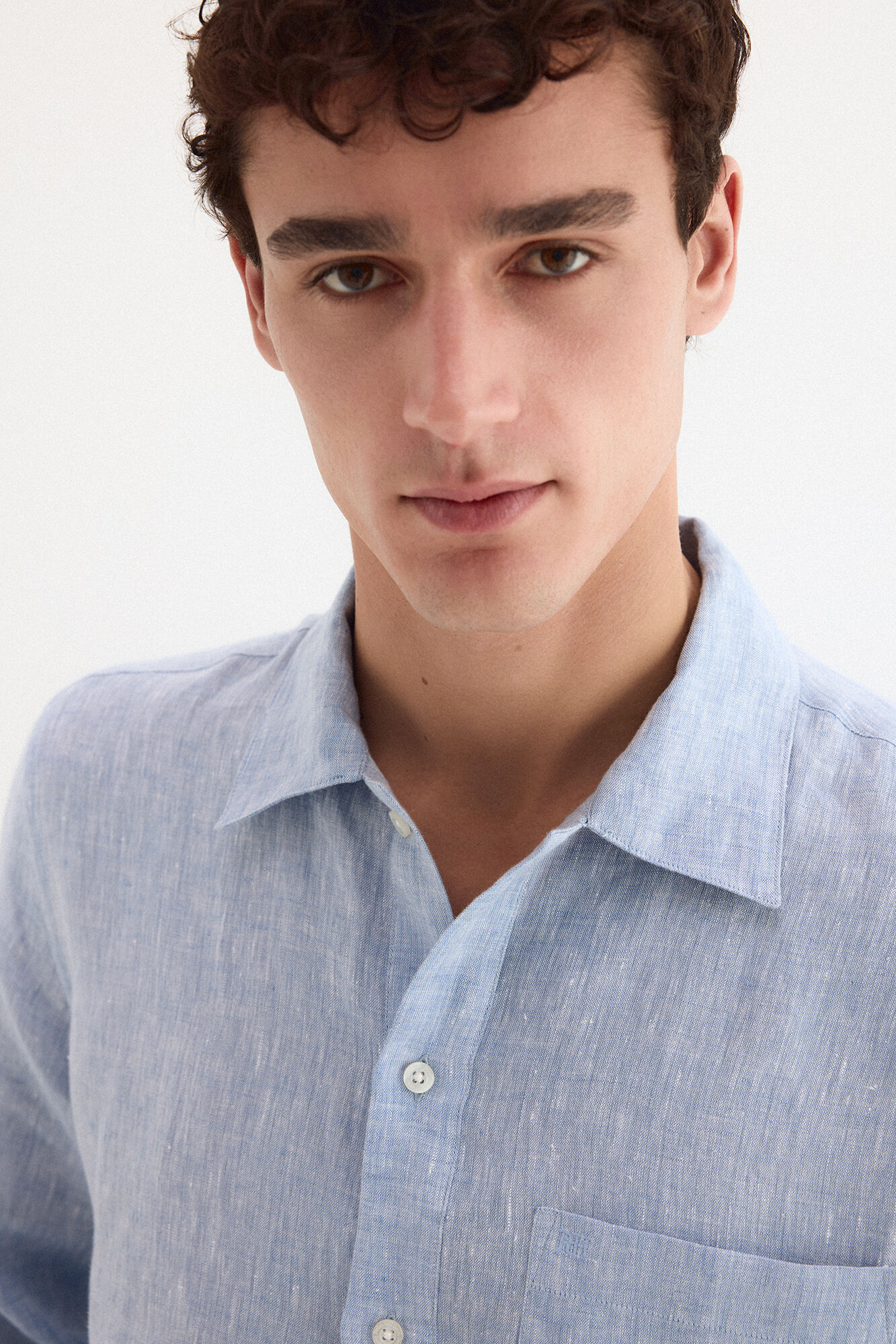 Pedro del Hierro Polera lino lisa Azul