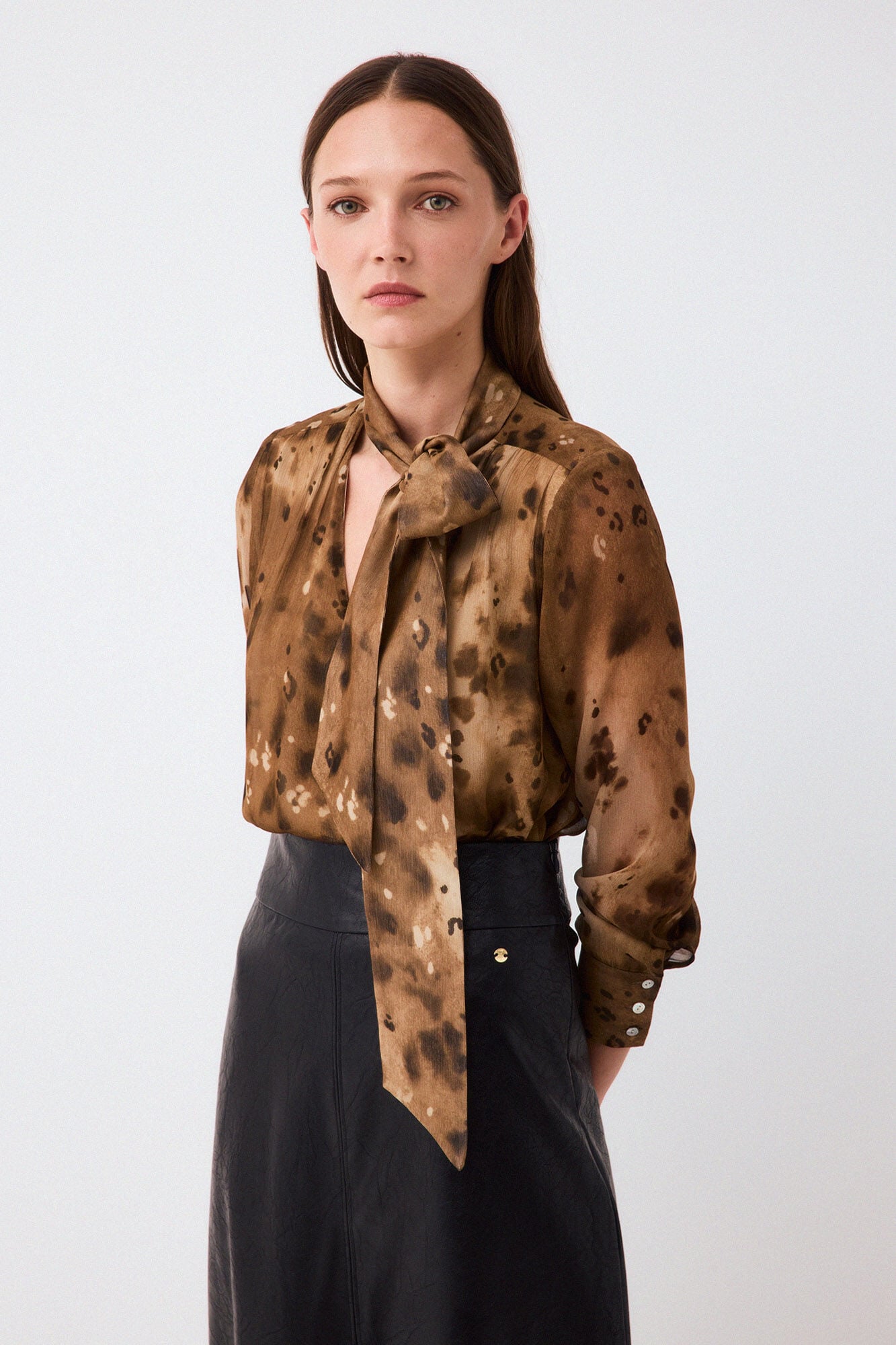 Pedro del Hierro Blusa estampada com la&ccedil;ada