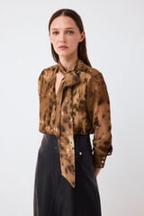 Pedro del Hierro Blusa estampada com la&ccedil;ada Marrom