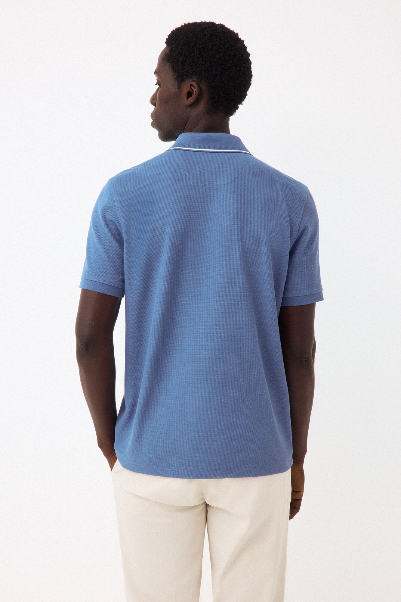Pedro del Hierro Structured open neck polo shirt Blue