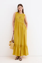 Pedro del Hierro Embroidered romantic dress Yellow