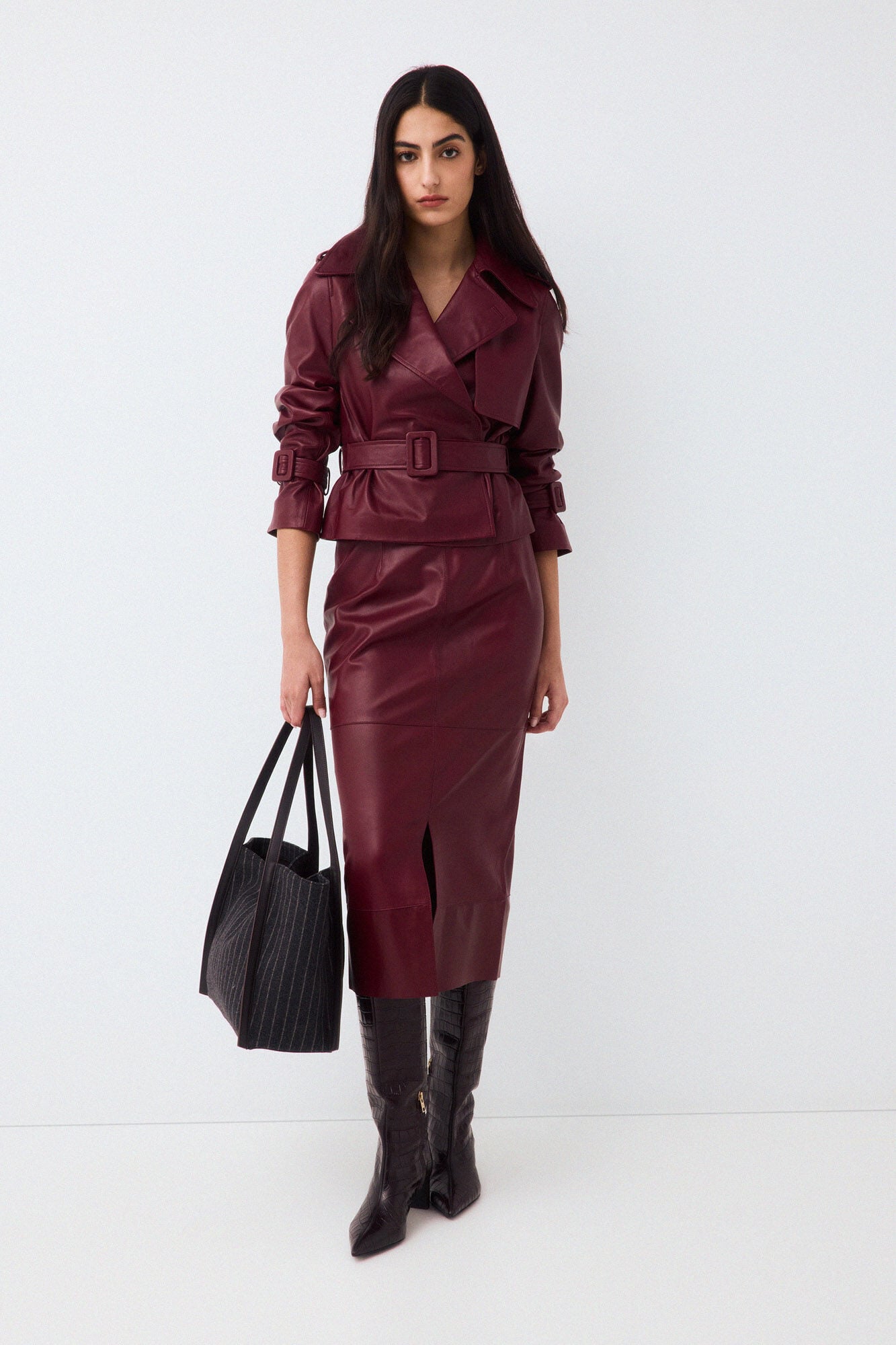Pedro del Hierro Trench curto de camur&ccedil;a Vermelho