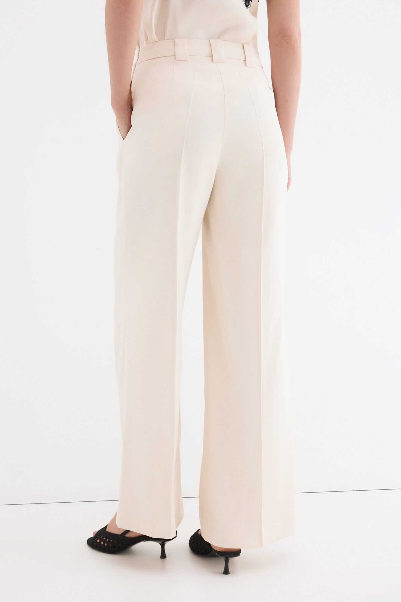 Pedro del Hierro Wide leg trousers Ecru