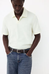 Pedro del Hierro Structured open neck polo shirt Yellow