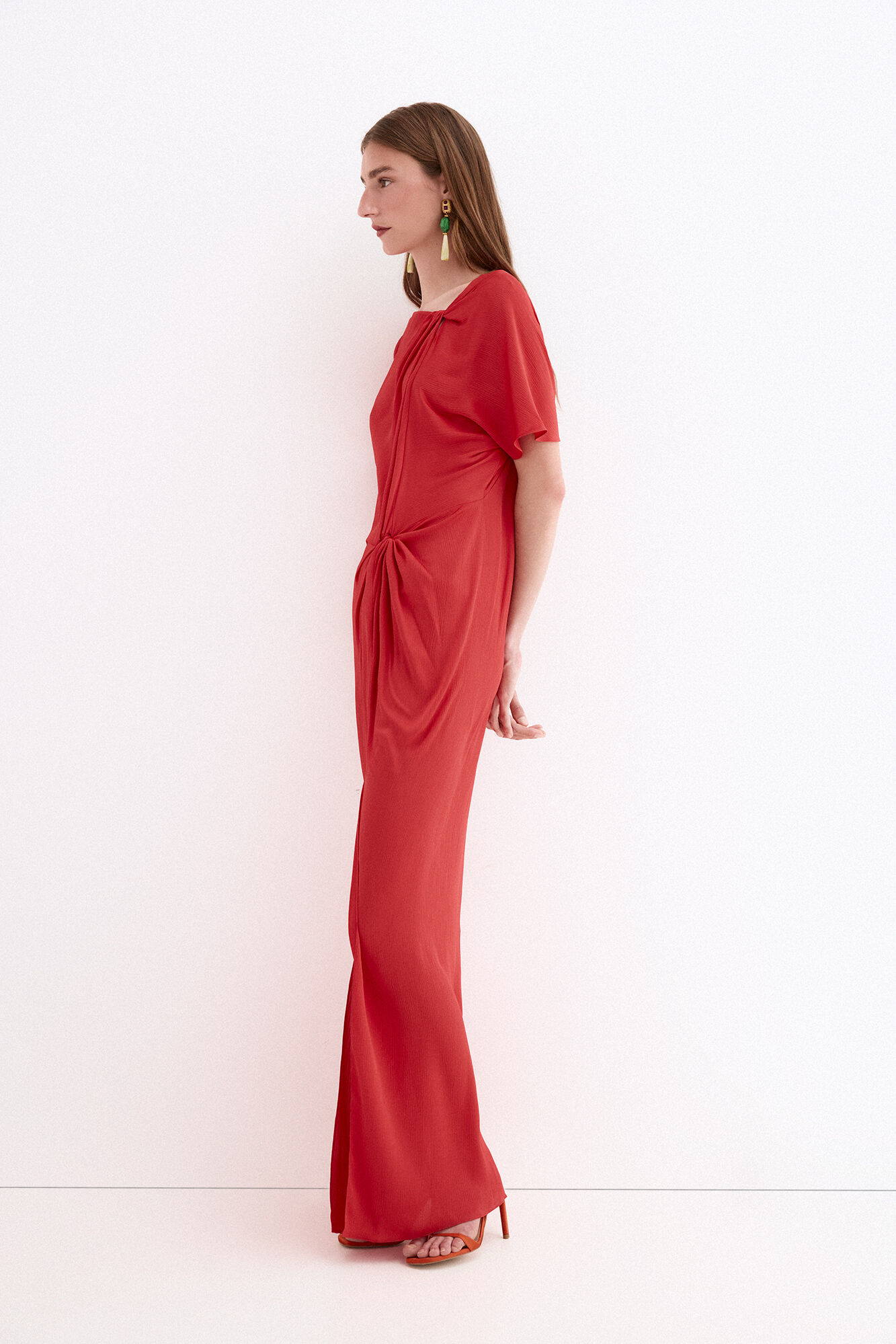 Pedro del Hierro Asymmetric long dress Coral