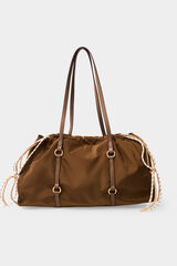 Pedro del Hierro Nylon double handle shopper bag Brown