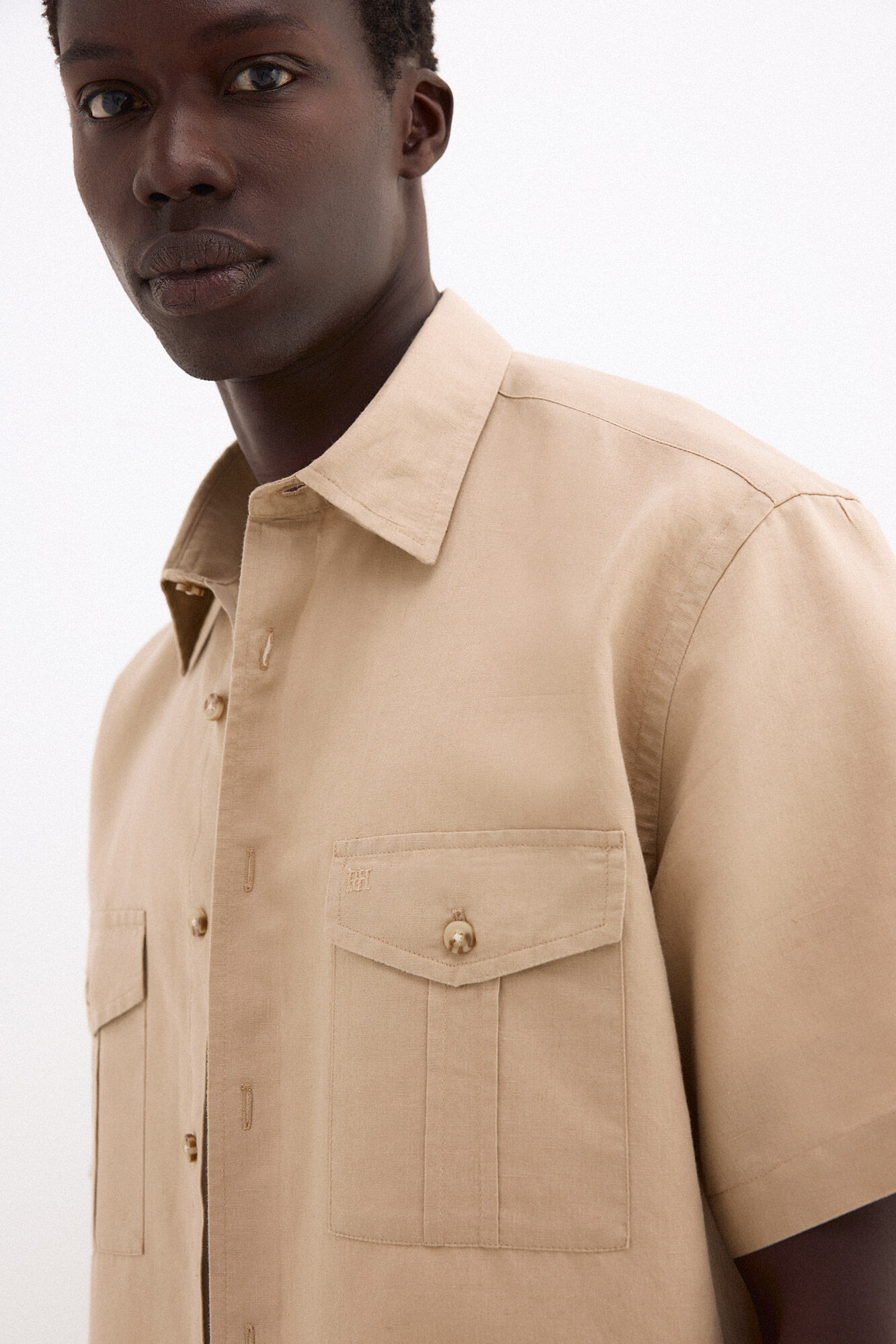Pedro del Hierro Linen short sleeve pocket shirt