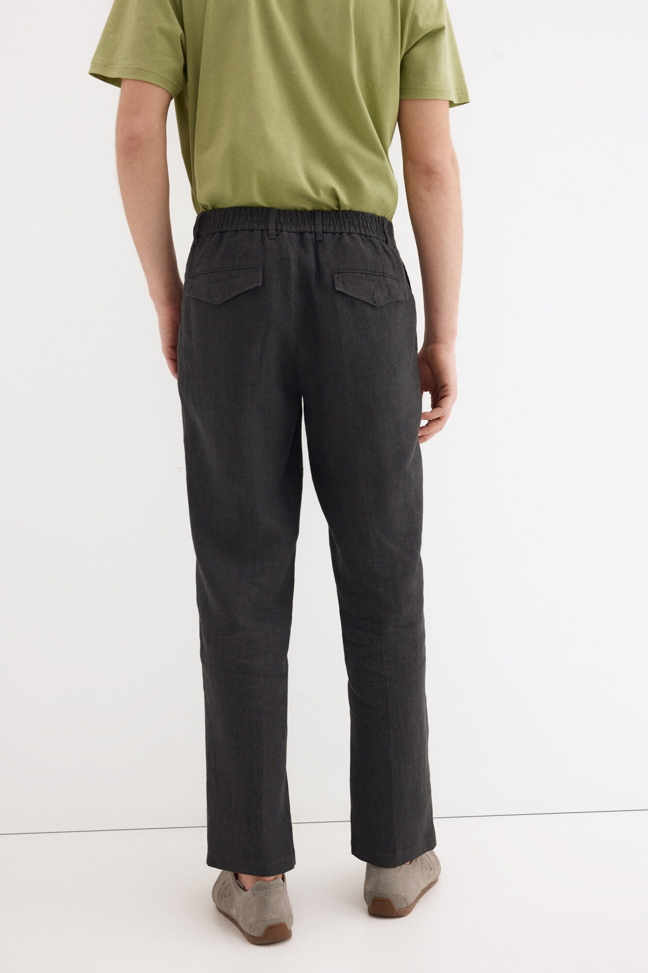 Pedro del Hierro Regular fit linen trousers Grey