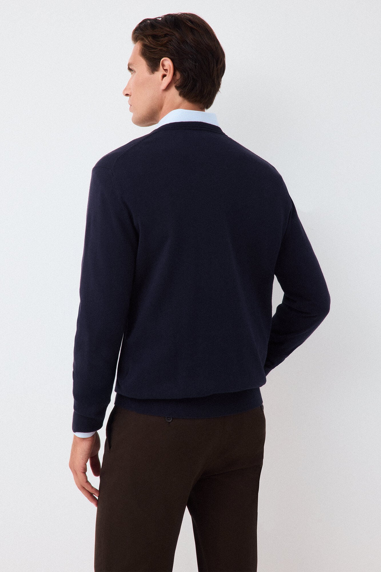 Pedro del Hierro Camisola de malha premium em algod&atilde;o, seda e caxemira Azul